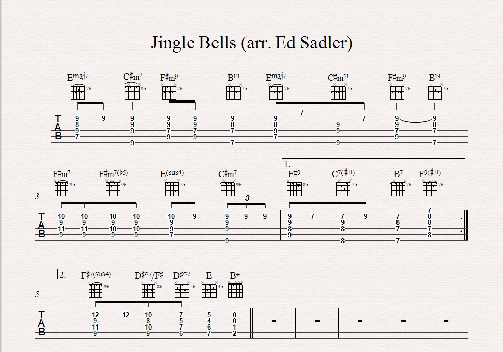 jingle bell rock song tablature guitar